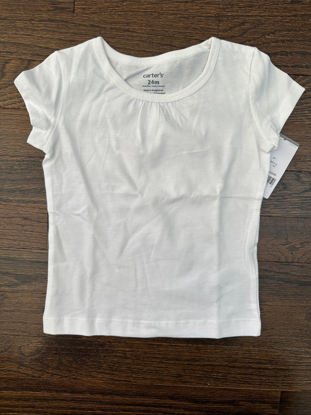 Carter's White Short Sleeve Girls Tee - Simple Scoop Neck